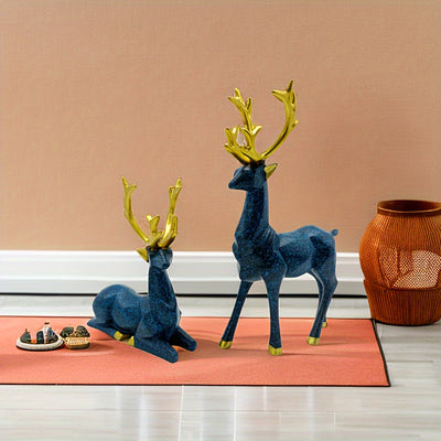 Auspicious Deer Ornaments: Resin Crafts Elk Set for Festive Home Decoration and Gifting