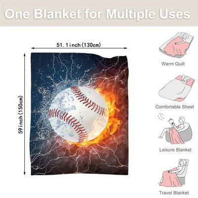 Cozy Baseball Pattern Flannel Blanket: Stay Warm in Style at Home and on the Go!