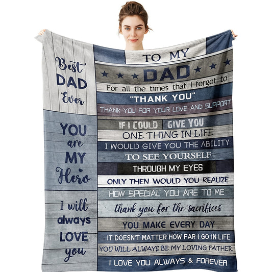 Your Dad will love this special gift! The Cozy To My Dad Letter Flannel Blanket is made from high-quality, lightweight flannel material that ensures warmth, comfort and softness. The perfect gift for Dad who "wants nothing", it will make a memorable impression.