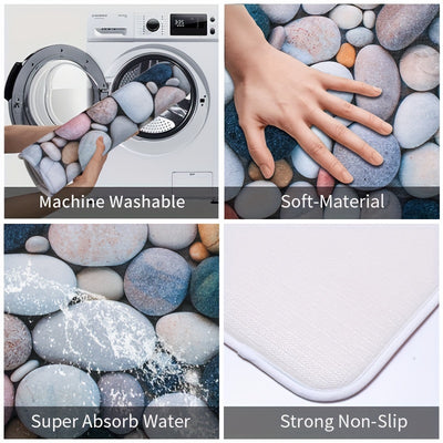 Ultra-Soft and Non-Slip Pebble Pattern Bath Rug: Luxurious Absorbent and Quick-Drying Shower Carpet for Your Home