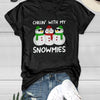 Festive and Chic: Snowman Graphic Casual Sports T-Shirts for a Joyful Christmas