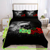 Skull Rose Print Duvet Cover Set: Soft and Comfortable Bedding for a Unique Bedroom Décor