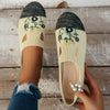 Feminine and Stylish: Women's Floral Print Colorblock Flats - Slip-On, Soft-Sole, Comfy Knitted Shoes for Lightweight and Non-Slip Daily Wear