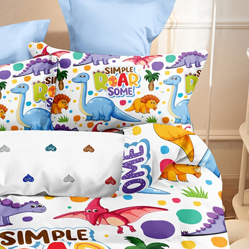 Colorful Dinosaurs Bedding, Duvet Cover Set & Pillowcase, Zipper