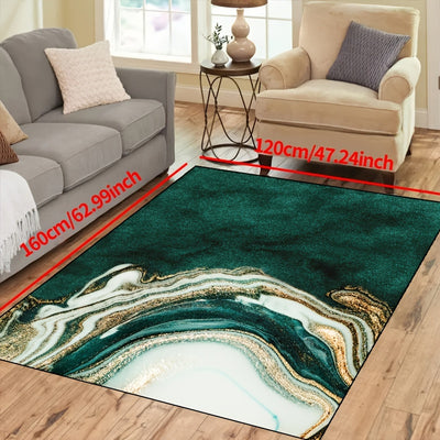 Stylish and Functional Marble Print Non-Slip Resistant Rug: Ideal for Living Room, Bedroom, Nursery, or Outdoor Patio