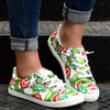 Christmas with Heart Pattern Canvas Flat Shoes for Women - Lightweight and Comfortable Lace-Up Low Tops for Casual Walking