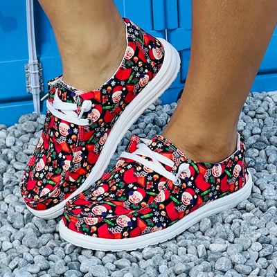 Whimsical and Lightweight: Women's Cartoon Print Slip-On Canvas Shoes - Perfect for Casual Comfort