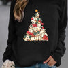 Festive Furry Friends: Christmas Dog Tree Print Sweatshirt – A Cozy Women's Casual Long Sleeve Crew Neck Sweatshirt