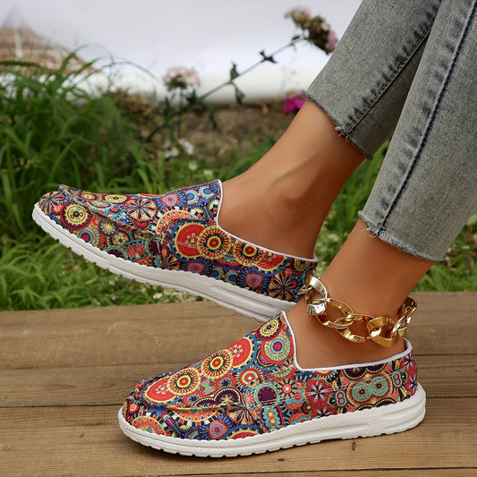 Floral Colors Print Canvas Shoes for Women - Comfortable Low Top Walking Shoes