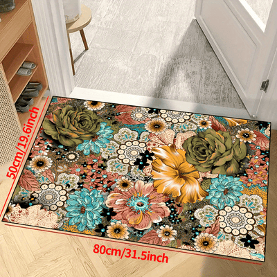 Enhance Your Living Space with the Beautiful Flowers Non-Slip Resistant Rug: The Perfect Addition for Indoor and Outdoor Decor