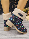 Winter Wonderland: Women's Christmas Style Snow Boots - Cozy Plush Lined Slip-On Short Boots for Thermal Outdoor Comfort