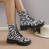 Luxe and Versatile: Women's Leopard Print Lace-Up Platform Ankle Boots – Set New Trends with Style and Comfort