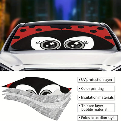 Stay Cool with the Cute Insects Car Windshield Sunshade: Protect and Personalize Your Car with a Foldable UV Ray Reflector Front Window Sun Shade Visor Shield Cover