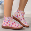 Floral Bliss: Stylish and Comfortable Women's Short Boots with Back Zipper - A Perfect Casual Pick!