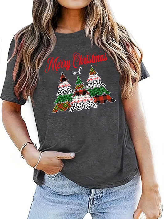 This Festive Delight T-Shirt features a colorful Christmas tree print with a classic crew neck styling. It's made from a comfortable poly/cotton blend and is perfect for holiday parties and celebrations.