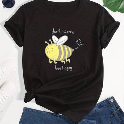 Buzzy Bee Cartoon Crew Neck T-Shirt: A Fun and Stylish Addition to Your Spring/Summer Wardrobe