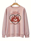 Bold and Cozy: Women's Plus Size Graphic Slogan Sweatshirt - A Perfect Casual Statement Piece