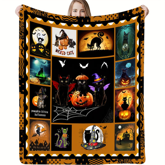 This Cozy Halloween Elements Pattern Flannel Blanket is an ideal way to stay warm and stylish during chilly nights. Luxuriously soft, the printed blanket adds the perfect amount of warmth and décor to any living room or bedroom. Boasting a durable design, this throw is machine-washable and perfect for gifting.
