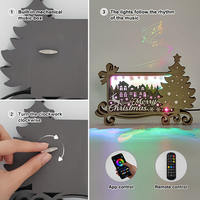 3D Wooden Carving LED Night Light: Merry Christmas Music Box - Perfect Gift for Christmas and New Year