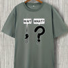 Wait, What? Letter Print Men's Summer Outdoor Casual T-Shirt: A Stylish, Stretchy and Graphic Crew Neck Tee for a Cool Look