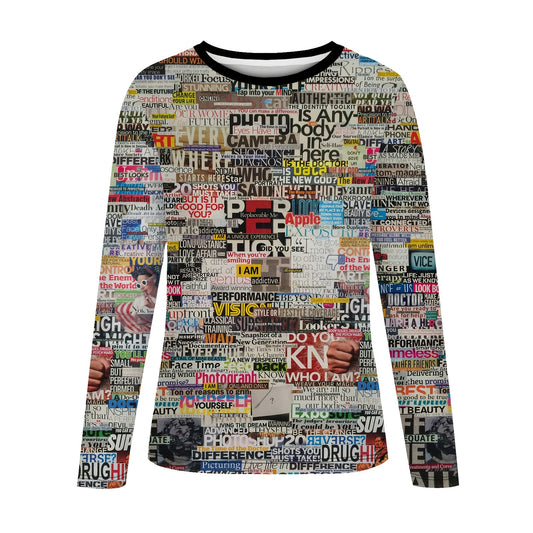 Stylish Full Letter Print Crew Neck T-Shirt: A Perfect Casual Long Sleeve Top for Spring and Fall in Women's Clothing Collection!