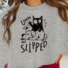 Cute Cat and Puppy Slogan Print Plus Size Casual Sweatshirt: A Comfy, Stylish Addition to Your Fall/Winter Wardrobe