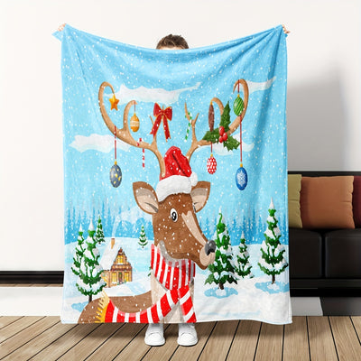 This festive flannel blanket is the perfect way to get cozy during the winter months. Keep yourself warm and festive all season long with this luxuriously soft and silky elk-patterned blanket. It's lightweight, durable and machine-washable.