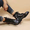 Halloween Pumpkin Pattern Mid-Calf Boots: Wear-Resistant & Non-Slip Chunky Heeled Boots - Women's Footwear
