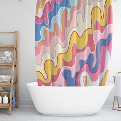 Bohemian Dazzle: Enhance Your Bathroom with this Multi-Purpose Shower Curtain featuring an Oil Painting Window Design