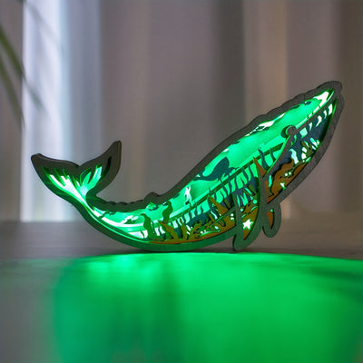 Enchanting Blue Whale: Exquisite 3D Wooden Art Carving for Captivating Home Décor, Ideal Holiday Gift and Artistic Night Light