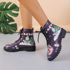 Festive Snowman Graphic Boots: Embrace the Christmas Spirit with Stylish and Comfortable Lace-up Combat Boots