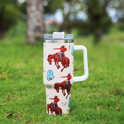 Ultimate Companion: 40oz Mexican Cowboy Aztec Tumbler – Premium Stainless Steel Insulated Water Bottle with Handle – Stay Hydrated on the Go with Portable Drinking Cups - Perfect for Car, Home, Office and Travel – Ideal Summer Drinkware and Birthday Gifts