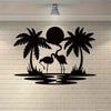Exquisite Metal Flamingo Palm Tree Sunset Sign: A Perfect Housewarming Gift and Delightful Wall Decor for Your Bedroom and Living Room