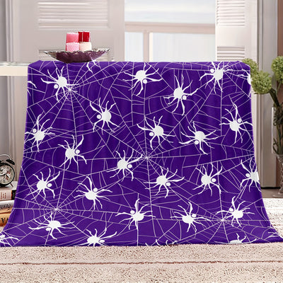 Cozy up this Halloween with our Spider Web Pattern Flannel Blanket!