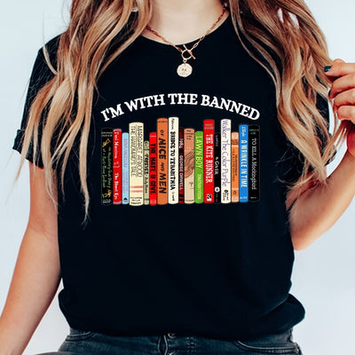 Books and Letters: Casual Crew Neck Short Sleeve Top for Stylish Women's Spring/Summer Wardrobe