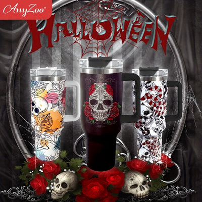 40Oz Halloween Horror Skull Tumbler, Portable Drinking Cups, For Car, Home, Office, Summer Drinkware, Travel Accessories, Home Kitchen Items, Halloween Birthday Gifts