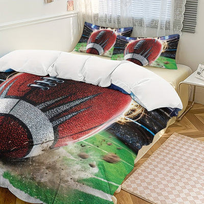 Football Frenzy: 3-Piece Duvet Cover Set for Cozy Bedrooms and Guest Rooms