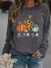 Pumpkin and It's Fall Y'all Print Sweatshirt, Casual Long Sleeve Crew Neck Sweatshirt, Women's Clothing