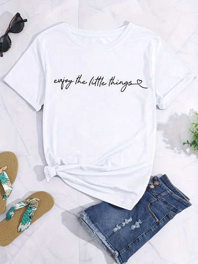 Spring & Summer Vibes: Women's Casual Short Sleeve Letter Print Crew Neck T-Shirt