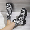 Luxe and Versatile: Women's Leopard Print Lace-Up Platform Ankle Boots – Set New Trends with Style and Comfort