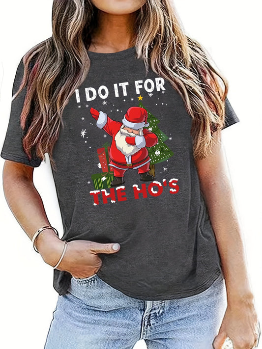 "Add some festive fun to your wardrobe this spring and summer with our Jolly Santa Claus Print T-Shirt. Made with high-quality materials, this shirt features a playful and vibrant Santa Claus print that is sure to bring a smile to your face. Perfect for spreading holiday cheer all year round!"