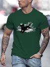 Men's Summer Graphic Tee with Black Cat Pattern Print: Embrace Style and Comfort with Temu's Slightly Stretch T-Shirt