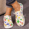Stylish and Comfortable: Women's Colored Star-Printed Loafers - Casual Canvas Shoes for Fashionable Walking
