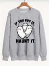 Cute Ghost Print Sweatshirt: Spooktacular Style for Plus-Size Halloween Enthusiasts