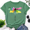 Colorful Dragonfly Print Crew Neck T-Shirt, Casual Short Sleeve T-Shirt For Spring & Summer, Women's Clothing