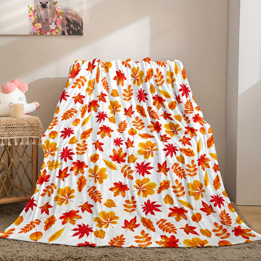Cozy up with our Autumn Blanket: Golden Yellow Leaves Flannel Blanket, Perfect for Couch, Sofa, Office, Bed, Camping, and Traveling