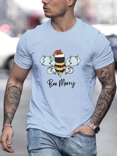 Buzzy Christmas Cheer: Men's Trendy T-Shirt for Stylish Summer Outdoor Looks - Ideal Gift for Men