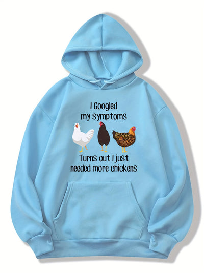 Cute and Cozy: Cartoon Chicken Print Hoodie - A Must-Have for Winter/Fall in Women's Clothing