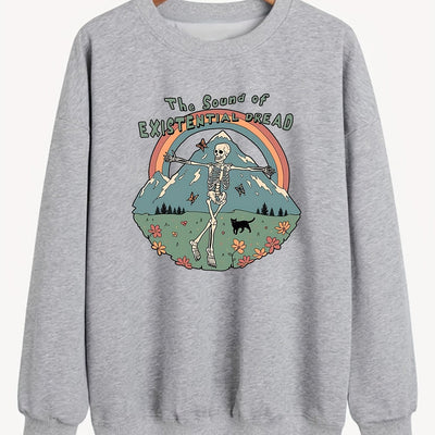 Vibrant Rainbow Skull: Women's Plus Size Halloween Sweatshirt for Statement Style