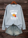 Funny Turkey Slogan Print Plus Size Casual Sweatshirt: Comfort and Style for Fall/Winter